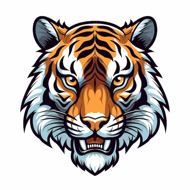 Etiqueta engomada del vector del logotipo del tigre