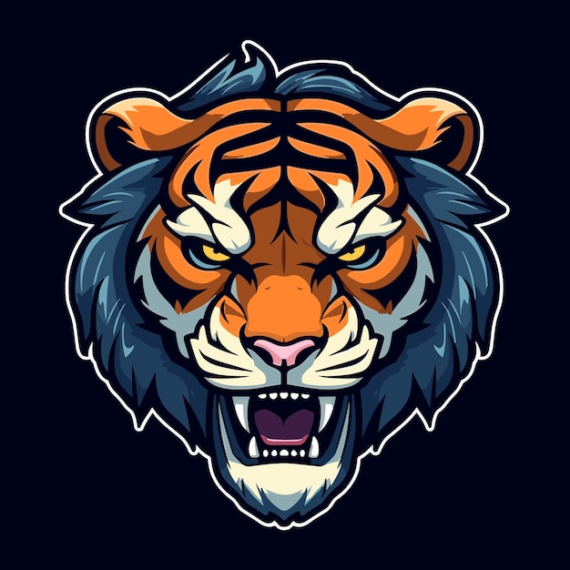 Etiqueta engomada del vector del logotipo del tigre