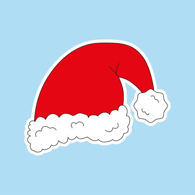 Etiqueta engomada del vector del sombrero de Santa.