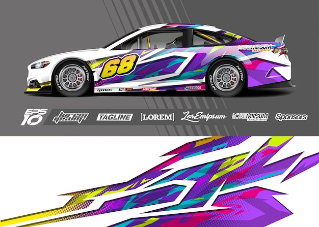 Vector etiqueta de envoltura de coche. carreras de rayas abstractas