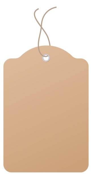 Etiqueta de equipaje Plantilla en blanco de papel de cartón en una cuerda