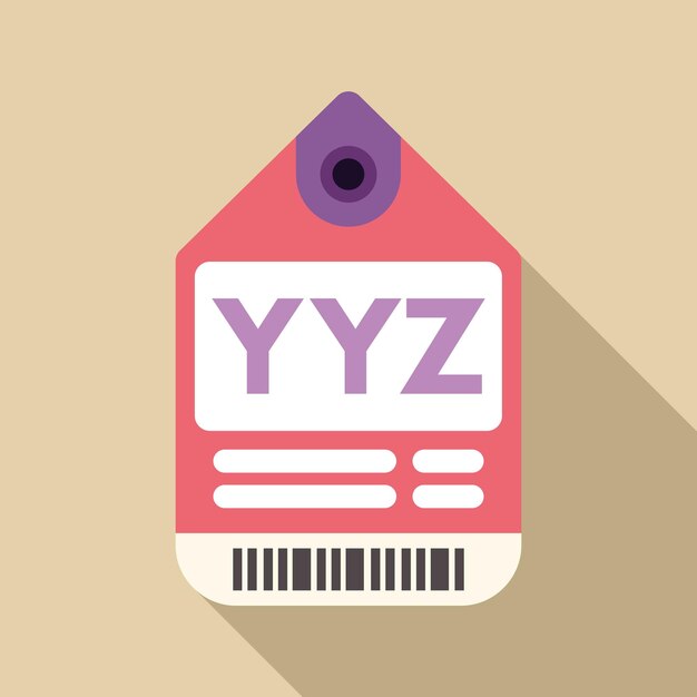 Etiqueta de equipaje rosa con código de barras y código del aeropuerto de Yyz