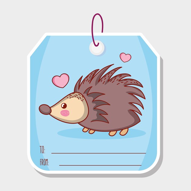 Etiqueta de etiqueta de animal lindo porcupine