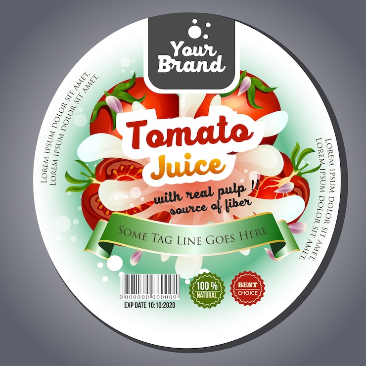 etiqueta de etiqueta de jugo de tomate