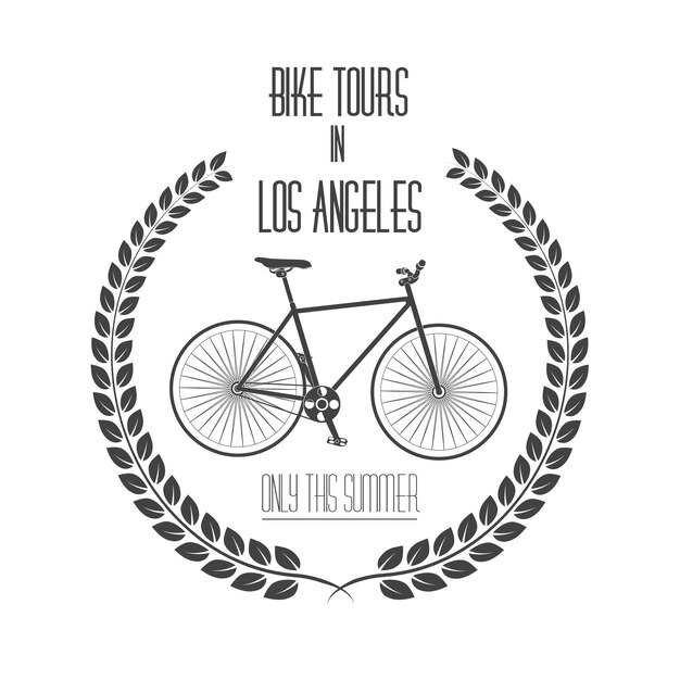 Etiqueta de excursiones en bicicleta, logotipo. Ilustración de vector monocromo vintage.