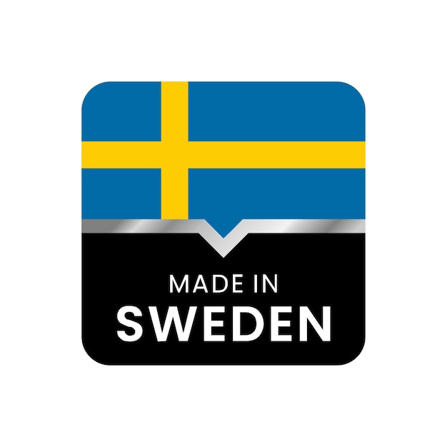 Etiqueta fabricada en Suecia. para diseño de logotipo, sello, etiqueta, insignia, pegatina. ilustración vectorial