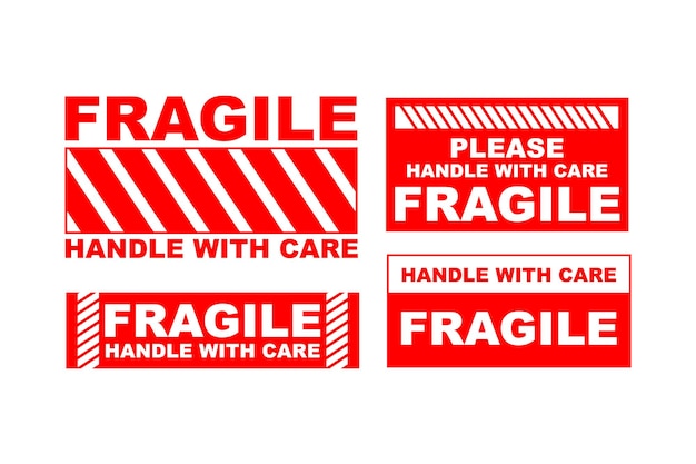 Etiqueta frágil etiqueta símbolo embalaje etiqueta vector diseño
