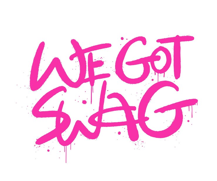 Vector etiqueta de graffiti de we got swag urban street style cool print para camiseta gráfica las letras rosas están sobre fondo blanco símbolo retro vintage estilo y2k