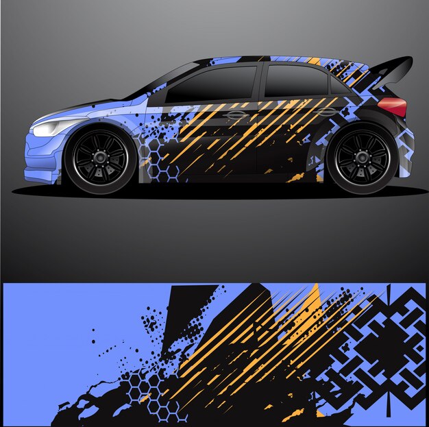 etiqueta gráfica del coche de rally, diseño abstracto