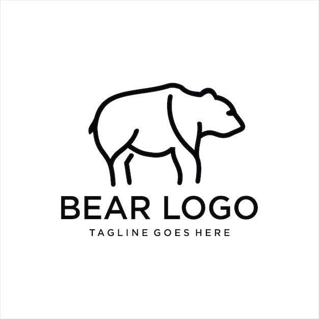 etiqueta de icono de logotipo de dibujo de línea de oso Elementos decorativos en estilo de línea de moda