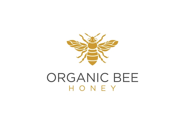 Etiqueta de icono de producto de miel premium de oro de diseño de logotipo orgánico de miel de abeja