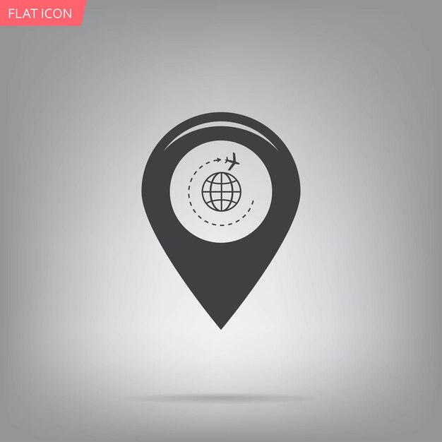Etiqueta para la ilustración del vector del símbolo del navegador del mapa en el fondo gris Eps 10
