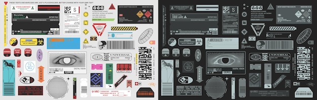 Vector etiqueta industrial, etiqueta, colección de vectores de señales de advertencia