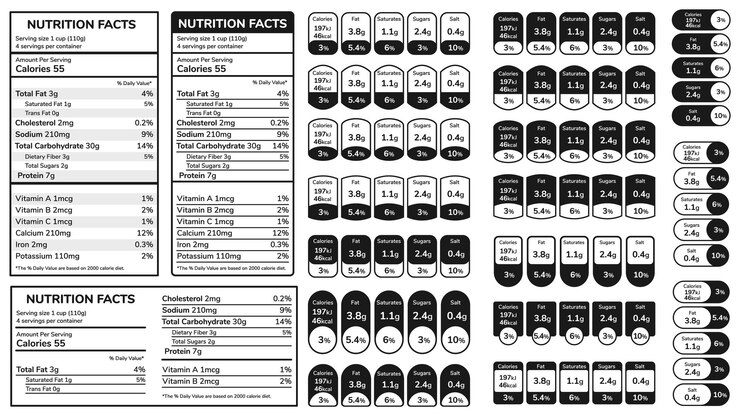 Vector etiqueta de información y datos nutricionales