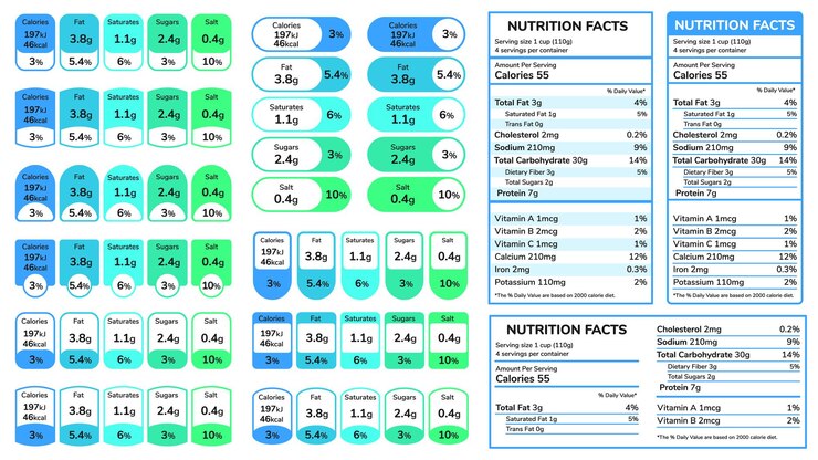 Vector etiqueta de información de información nutricional