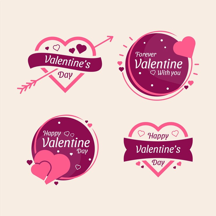 Etiqueta de la insignia romántica creativa del día de San Valentín.