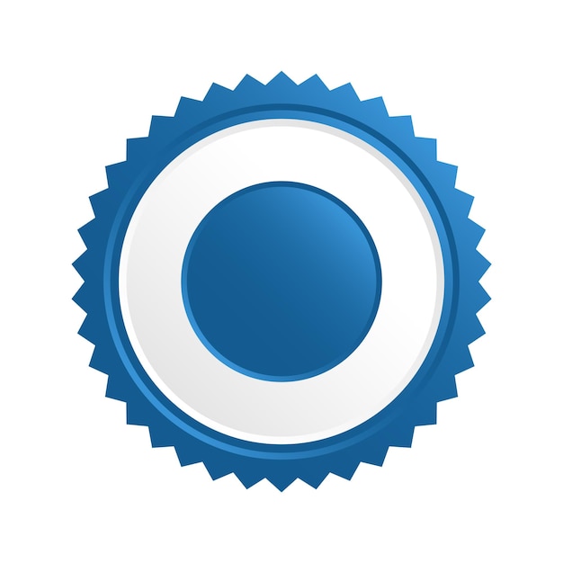 Etiqueta de insignia vacía en azul blanco para diseños personalizados, marcas y envases de productos