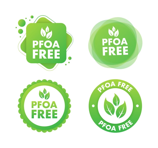 Etiqueta libre de Pfas Nutrición adecuada alimentación saludable Signo libre de Pfas Ilustración de stock vectorial
