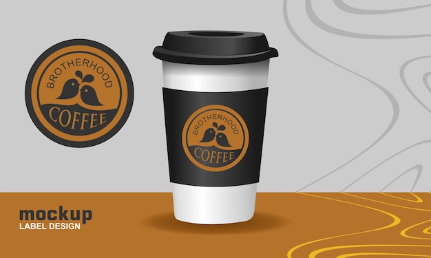 Vector etiqueta logo taza de cafe 3d