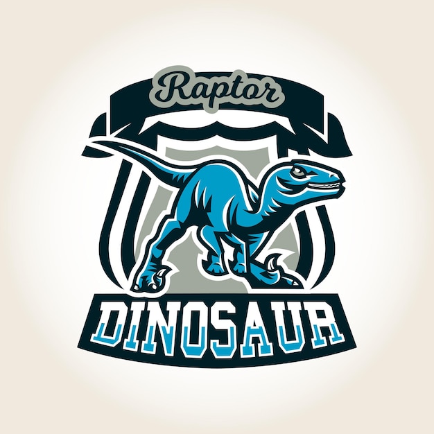 La etiqueta del logotipo del emblema colorido el mundo de los dinosaurios del período jurásico de la era mesozoica está aislado en un fondo del escudo impresión de ilustraciones vectoriales para camisetas
