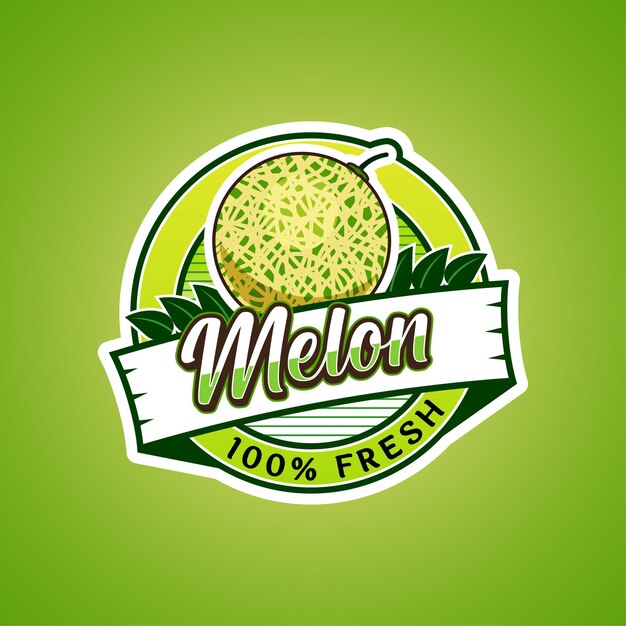 Etiqueta del logotipo de la fruta de melón con texto añadido