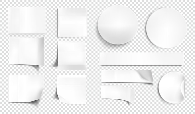 Vector etiqueta de maqueta de parche de papel de aluminio de papel blanco aislada sobre fondo transparente realista 3d sticky n