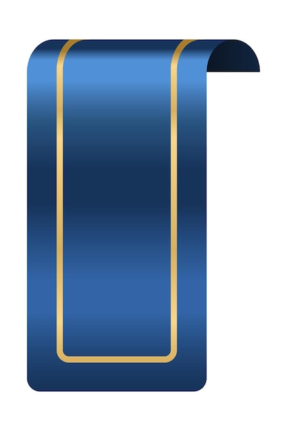 Etiqueta de marcador de cinta azul Cinta realista Marcador de seda con lugar en blanco Marcador dorado Marcador vertical Ilustración vectorial