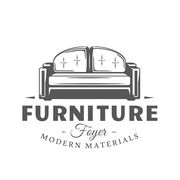 Etiqueta de muebles aislada sobre fondo blanco Elemento de diseño Ilustración vectorial