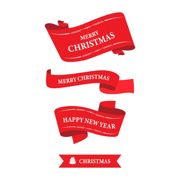Etiqueta de Navidad y feliz año nuevo cinta banner etiqueta.