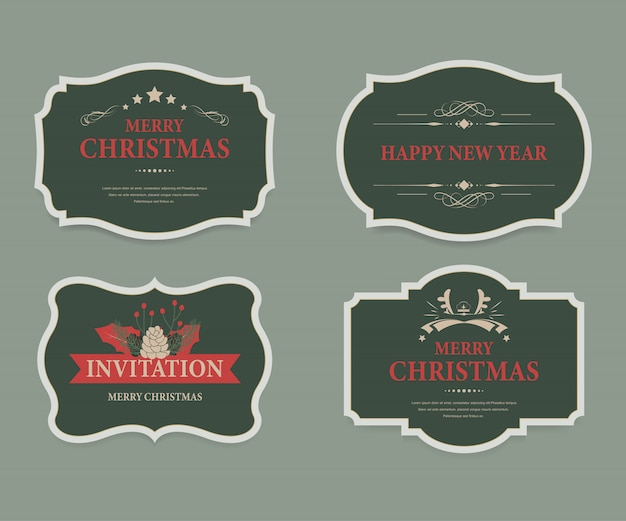 Etiqueta de navidad y vintage banner de navidad.