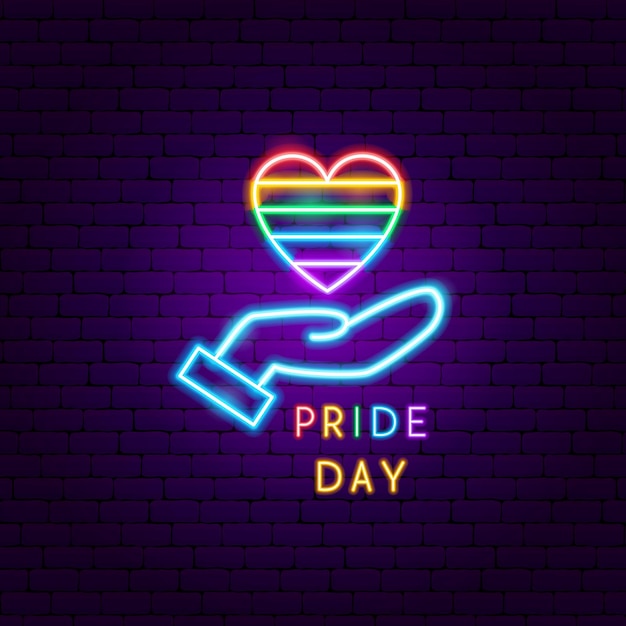 Etiqueta de neón del día del orgullo