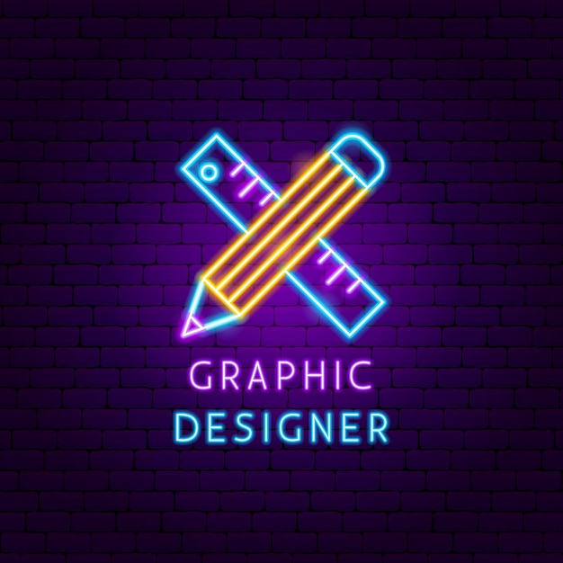 Vector etiqueta de neón del diseñador gráfico