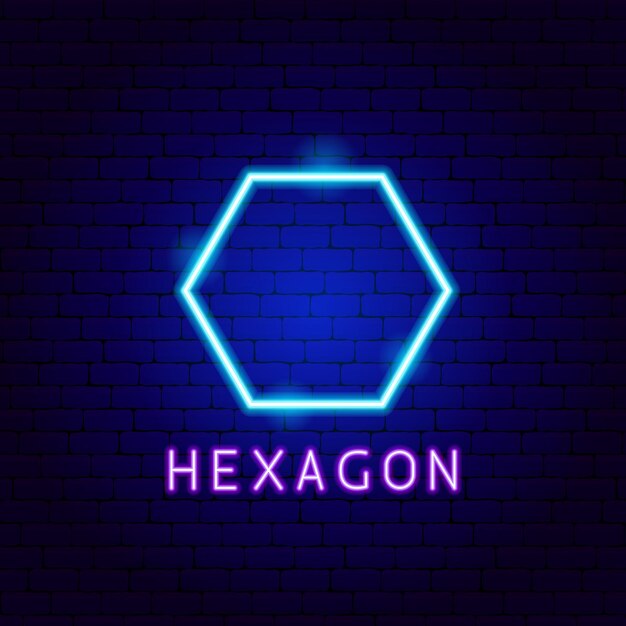 Etiqueta de neón hexagonal