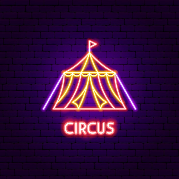 Etiqueta de neón de la tienda de circo