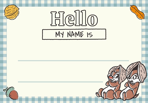 La etiqueta de nombre de Chip y Dale