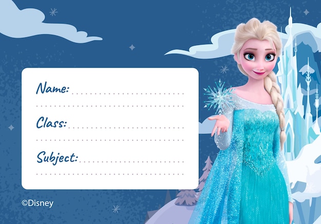 La etiqueta de nombre de Elsa congelada