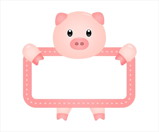Una etiqueta de nombre con un lindo cerdo en él conjunto de ilustraciones Guardería animal de papel
