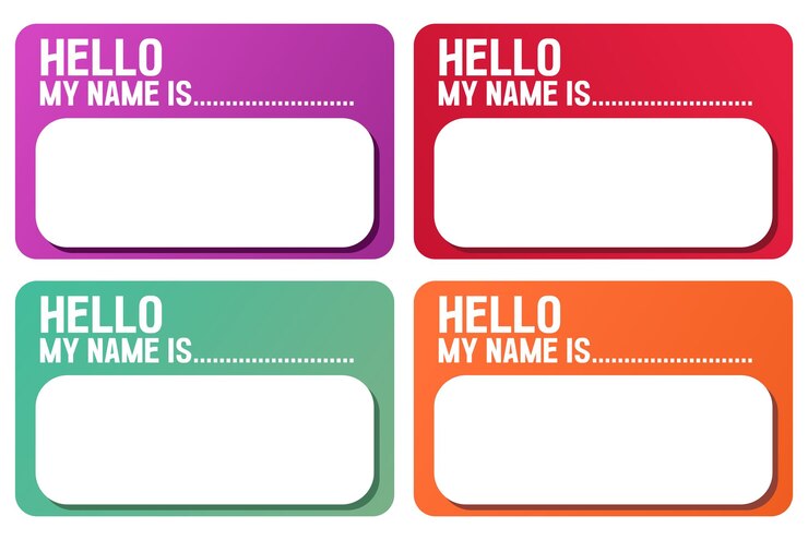 Vector etiqueta de nombre para presentarse con las palabras hola mi nombre
