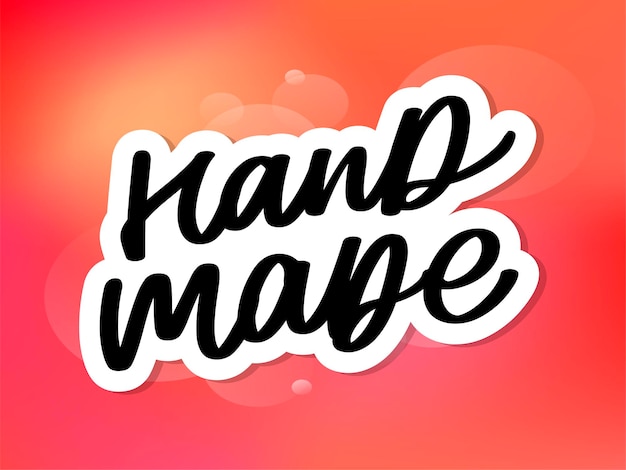 Etiqueta o logotipo con letras hechas a mano Ilustraciones planas vectoriales Insignia moderna y elegante Inscripción de línea delgada hecha a mano con amor producto artesanal en blanco