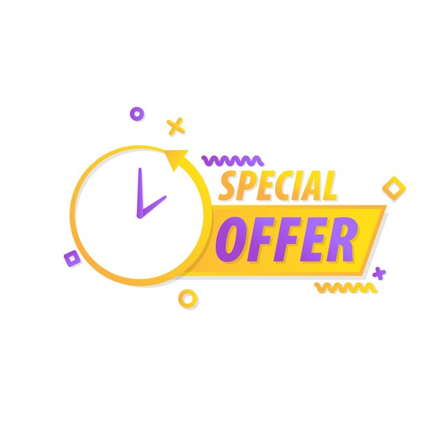 Etiqueta de oferta especial con reloj