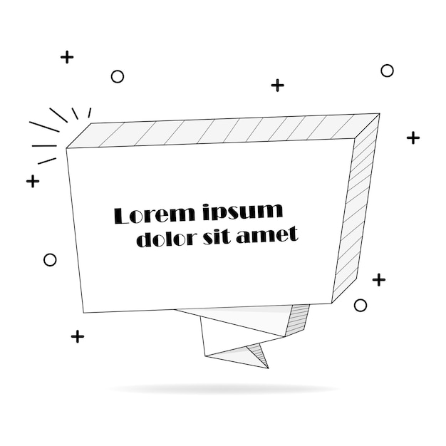 Etiqueta de origami con estilo y plantilla de banner Aislada en un fondo blanco Vacío para su sitio web de texto y proyecto Plantilla de diseño de etiqueta