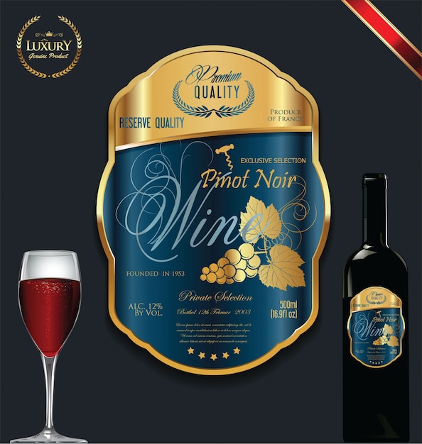 Etiqueta de oro de lujo del vino