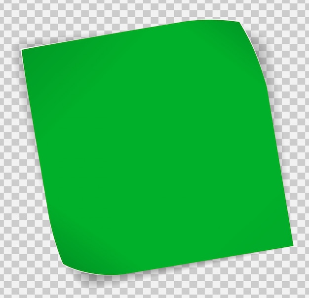 Etiqueta de papel verde sobre fondo transparente