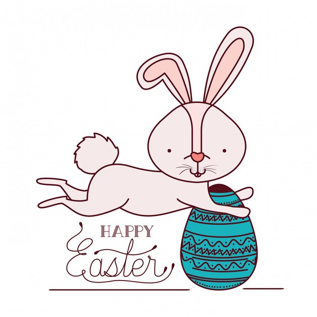 Etiqueta de Pascua feliz con el icono aislado huevo