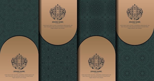 Etiqueta de patrón de línea ornamental de lujo con logotipo