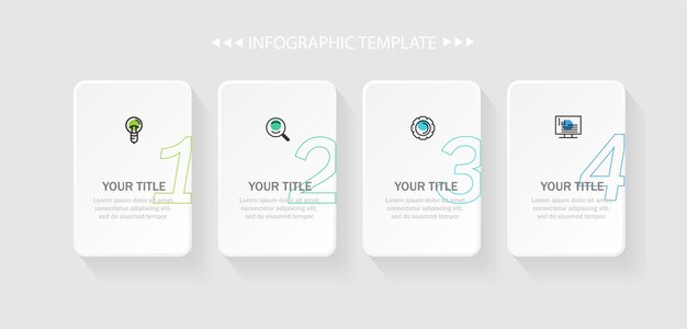 Etiqueta de plantilla de infografía moderna vectorial. por concepto de negocio. paso a paso, línea de tiempo, flujo de trabajo