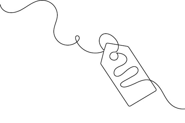 etiqueta de precio continuo un dibujo de línea y estilo minimalista aislar contorno vector único