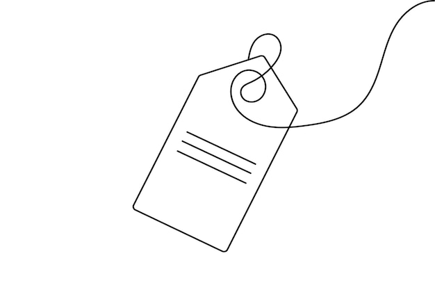 etiqueta de precio continuo un dibujo de línea y estilo minimalista aislar contorno vector único
