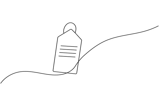 etiqueta de precio continuo un dibujo de línea y estilo minimalista aislar contorno vector único