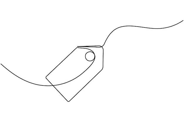 etiqueta de precio continuo un dibujo de línea y estilo minimalista aislar contorno vector único